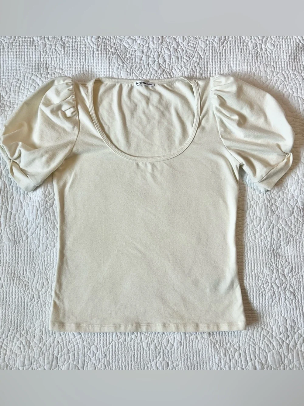 Reformation Frances T-Shirt Organic Cotton Puff Sleeve Top